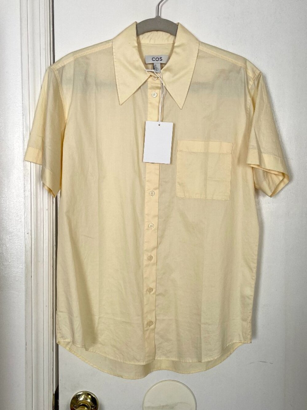 NWT COS Relaxed Short-Sleeved Cotton Shirt in Yellow Size US 2 XS - Picture 2 of 5
